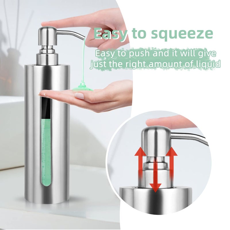 GLUBEE Stainless Steel Soap Dispenser, 7Oz Slim Rust Proof Liquid Soap Dispenser for Kitchen & Bathroom - Refillable Brushed Nickel Dispenser for Essential Oils and Shampoo - Image 4